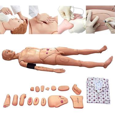 Imagem de Modelo de Ensino, Manequim para Prática de Enfermagem 170 cm com Função Avançada Silador de Paciente Masculino e Feminino Manequim para Treinamento de Enfermagem Modelo Anatômico Humano para