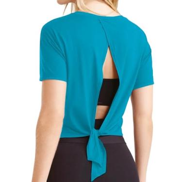 Imagem de Camiseta Soltinha Com Abertura Costas Cropped Modal Feminino She By Mash, Azul, P