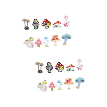 Imagem de SEWACC 20 Unidades Adesivos de pano bordado com cogumelos jeans costurado decalques de flores chapéus decoração remendos de casaco de desenho animado acessório de casaco fragmento roupas