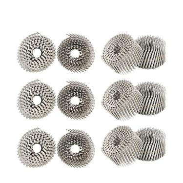 Imagem de Timunr Pregos de tapume de 3600 unidades de arame de cabeça redonda e total agrupados 15 graus 6 cm x 0,090 polegadas prego de aço inoxidável 304