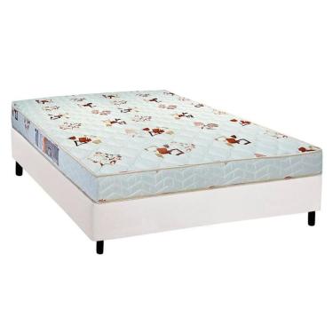 Imagem de  Cama Box Casal: Colchão Espuma Luckspuma Roland Garros Pro + Base CRC Courano White(13...