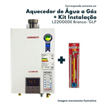 Imagem de Aquecedor Água A Gás Lz2000de Glp Lorenzetti+ Kit Instalação LZ 2000DE
