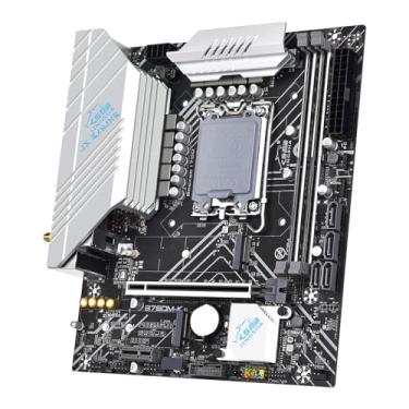 Imagem de CIADAZ Processadores LGA 1700 Intel GEN12/13 Placa-mãe para desktop 2 * DDR4 Placa-mãe para jogos para home office de até 64 GB com interfaces de luz RGB 4 * SATA3.0 1000 mbps Fast Ethernet 2 * M.2