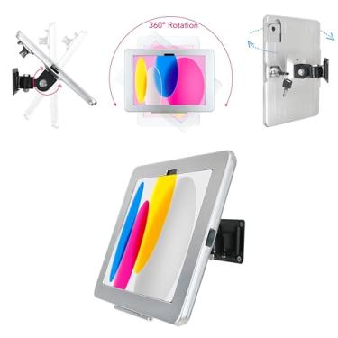 Imagem de WeSTRUGGLE Suporte de parede para iPad 2022 10 polegadas 10ª geração, excluindo iPad Air de 10 polegadas, com trava e chave de segurança antifurto, ajuste arbitrário de design giratório, vários