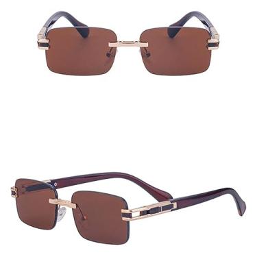 Imagem de Óculos de sol sem aro, armação quadrada, moda feminina, óculos de sol masculino, tons sem moldura, verde, azul, marrom, estilo europeu, 7, tamanho único