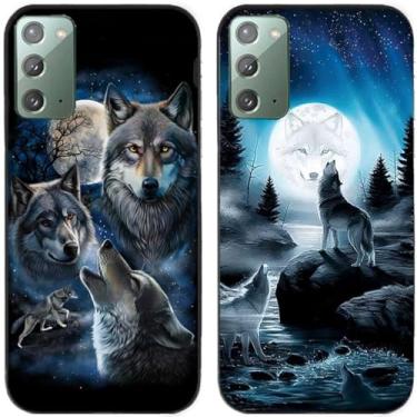 Imagem de 2 peças Moon Wolf Group Capa de telefone traseira impressa TPU gel silicone para Samsung Galaxy All Series (Galaxy Note 20)