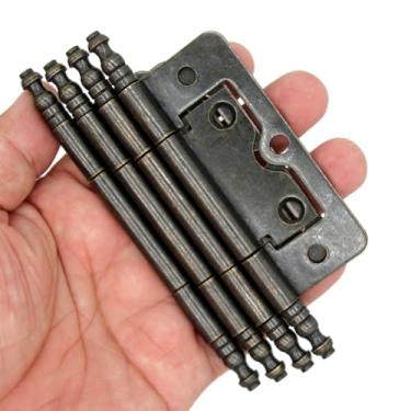 Imagem de 4 peças de dobradiças de aba de bronze antigo com eixo alongado - dobradiças estilo vintage para porta armário de madeira - comprimento da placa de 76 mm (3 polegadas), tamanho grande