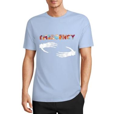 Imagem de Camiseta CHAIKEN&Capon com design de departamento de emergência, camisetas masculinas, 5GG, masculina, gola redonda, manga curta, algodão, Azul bebê, 5G