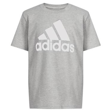 Imagem de adidas Camiseta de algodão de manga curta para meninos, Cinza-claro mesclado, G