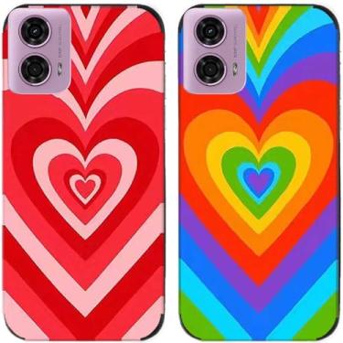 Imagem de 2 peças impressas TPU gel silicone capa de telefone traseira para Motorola Moto G24 (coração do amor)