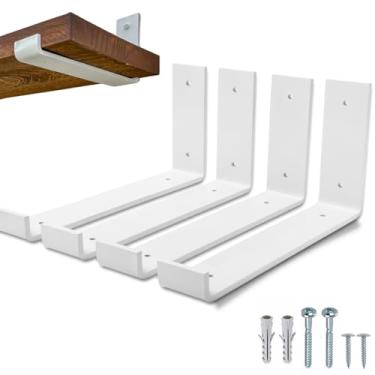 Imagem de rio design99 – 20cm - mão francesa cantoneira invertida – branca – ferro aço suporte para prateleira reforçada resistente industrial madeira bancada estante – 200mm