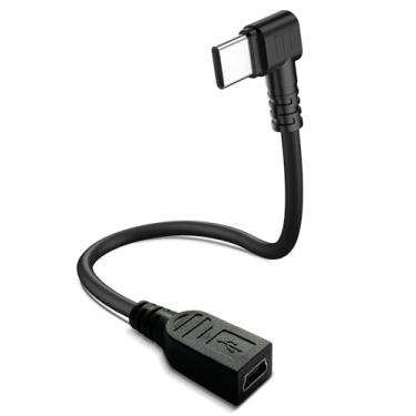 Imagem de QaMcbulc Mini USB fêmea para USB tipo C macho, kit de cabo rígido de câmera veicular compatível Mini USB para USB tipo C, carregador de carro para Gamin