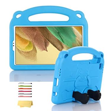 Imagem de UUcovers Capa para Samsung Galaxy Tab A7 Lite 22.1 cm 2021 (SM-T220/T225/T227) com alça dobrável, leve para crianças, espuma vinílica acetinada, à prova de choque, resistente, resistente, panda azul