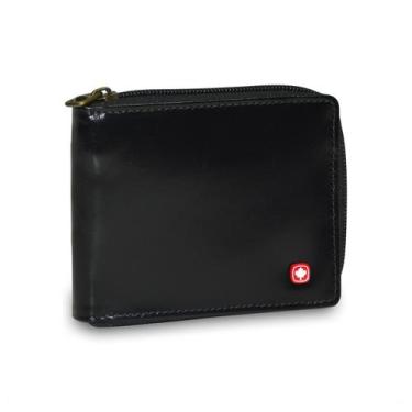 Imagem de Carteira Masculina Porta Cartão Com Zíper em Couro Premium - Volk, Pre