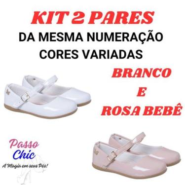 Imagem de Kit 2 Pares Sapatilha Infantil Menina Verniz Lisa Confortável Boneca M