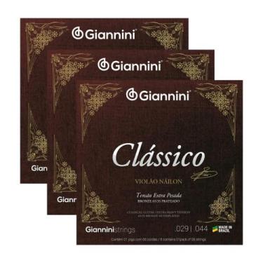 Imagem de Kit 3 Encordoamento Violão Nylon Clássico Bronze 65/35 GENWXPA Extra P