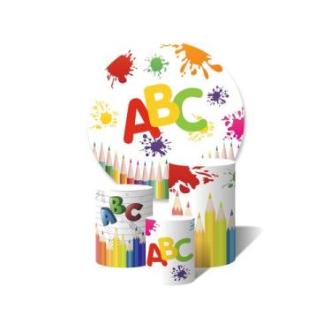 Imagem de Trio de Capas Cilíndricas + Painel Redondo Sublimado c/Elástico ABC Ti