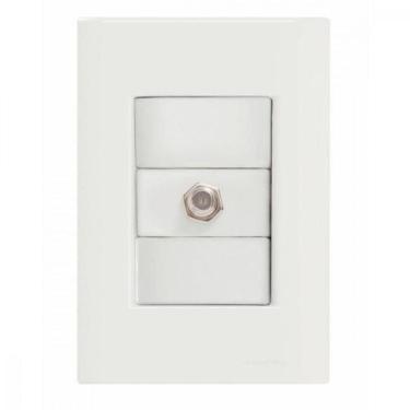 Imagem de Conjunto 4x2 com 1 Tomada TV/SAT Coaxial Tramontina Giz Branco
