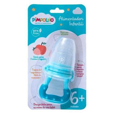Imagem de Alimentador Infantil Bebê de Silicone 6 Meses Pimpolho, Azul