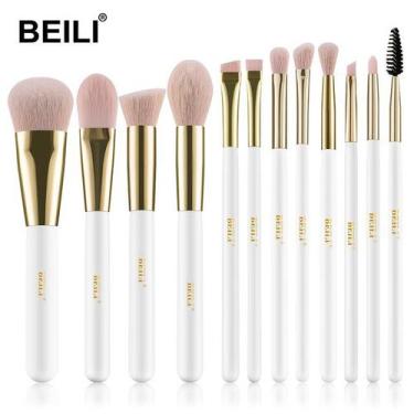 Imagem de Kit pincéis De Maquiagem Profissional Sombra pó 12 Pçs - ElaShopp