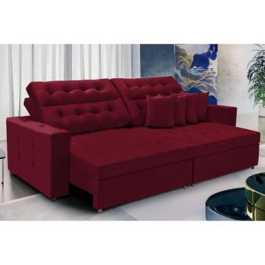 Imagem de Sofá Texas 2.60m Retrátil e Reclinável - Sofisticato, vinho