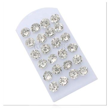 Imagem de Kit 12 Pares Brinco Trio  Ponto De Luz Tamanho 10mm atacado Strass Bij