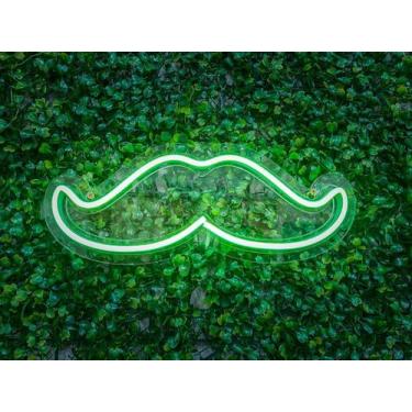 Imagem de Painel Neon Bigode Moustache Barbearia Iluminação - Art Studio Design