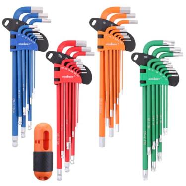 Imagem de Chave Hex Horusdy, conjunto de chave Allen para chave de fenda, SAE e estrela métrica com braço longo com ponta esférica sextavada, conjunto de chaves Allen de grau industrial