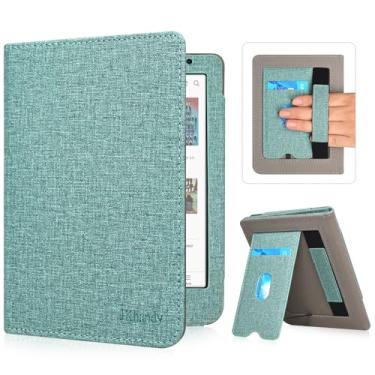Imagem de JKhandy Capa com suporte para Kobo Clara BW/Color 6 polegadas versão 2024, capa de couro PU premium com compartimento para cartão, alça de mão e Atuo Sleep/Wake, verde agave