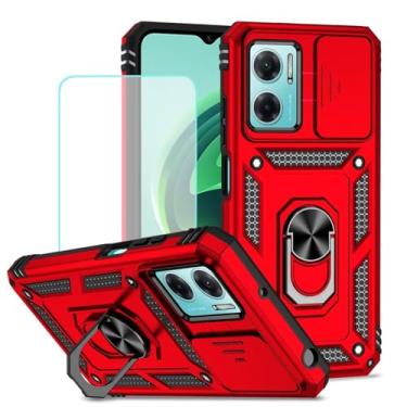 Imagem de Vokuha Capa para Redmi Note 11E, capa para Redmi 10 5G/Redmi 11 Prime 5G com protetor de tela de vidro temperado e capa deslizante para câmera, capa magnética com suporte de anel giratório de 360°