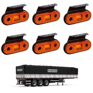 Imagem de 6 Lanterna Lateral Randon LED Âmbar c/ Suporte - Fio - DW Componentes