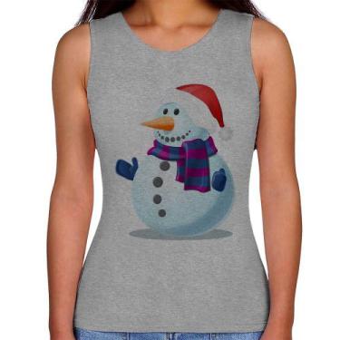 Imagem de Regata Feminina Boneco de neve - Foca na Moda, Cinza, P
