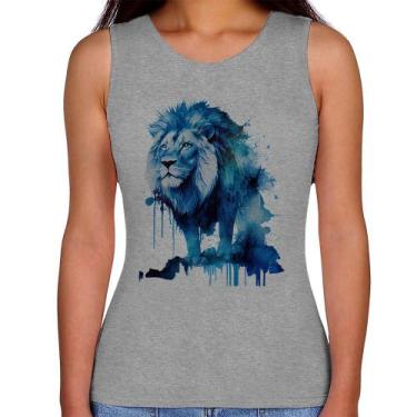 Imagem de Regata Feminina Leão Azul - Foca na Moda, Cinza, P
