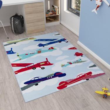 Imagem de Tapete Infantil 1,40m x 1,00m Antiderrapante - Avião - Bia Enxovais