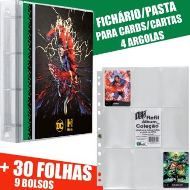 Imagem de Pasta Fichário Carta Cards 4 Argolas HRO DC Flash + 30 Folhas - YES