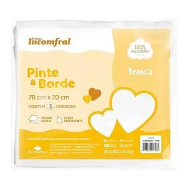 Imagem de Kit 15 Fraldas Luxo 100% Algodão Pinte Borde 70x70 Cor Branco Incomfra