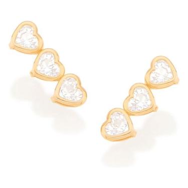 Imagem de Brinco Formado Por Corações Com Cristais U 523260 - Rommanel, Branco, 