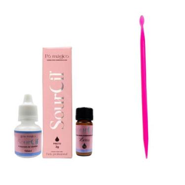 Imagem de Kit Designer Henna Sourcil Sobrancelha Vegana e Palito Magico Dosador,