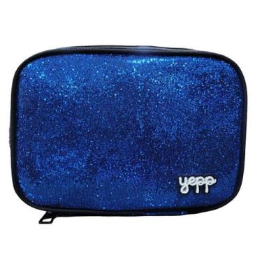 Imagem de Estojo Escolar Feminino Retangular Glitter Yepp MB13064-E, Azul