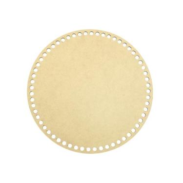 Imagem de Kit 5 Placa Base Redonda Cesto Fio de Malha Croche 25cm Mdf Madeira - 