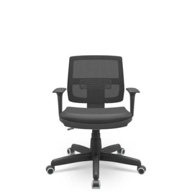 Imagem de Cadeira Brizza Executiva Vinil Tela Mesh Giratória com Braços Reguláve