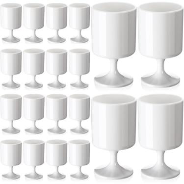 Imagem de Singhoow 48 pacotes de copos de vinho de plástico reutilizável acrílico de 227 g a granel para casamento descartável haste curta taça taça de festa vintage milkshake cordial inquebrável para coquetéis