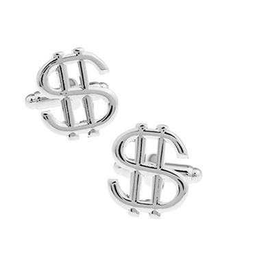 Imagem de Abotoaduras de moeda de sinalização de dólar para presente de casamento Prata