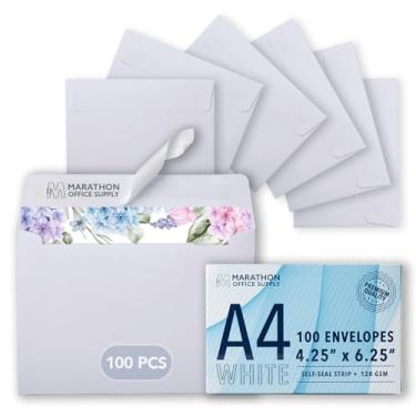 Imagem de Envelopes de convite MOS A4 - 10 cm x 16 cm branco autoselo para correspondência (100 unidades) - 120 g/m2/14,5 kg resistente - para vales-presente, negócios, cartões e casamentos
