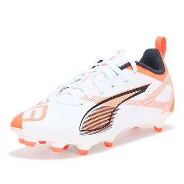 Imagem de PUMA Tênis unissex infantil Ultra Play Firme, chuteira artificial de futebol, Puma Branco-puma preto vermelho brilhante, 12 Big Kid