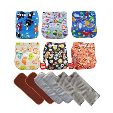 Imagem de Fraldas Ecológicas Reutilizáveis Happy Flute - Kit 6 Fraldas + 6 Absorventes MENINO