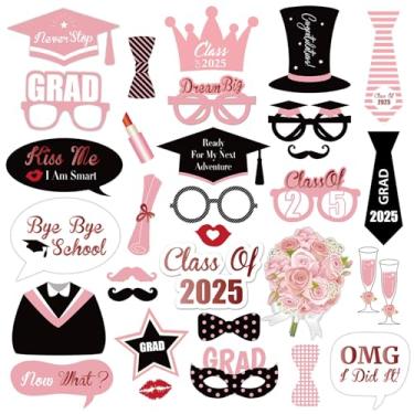 Imagem de SWYOUN 31PCS 2020 Acessórios para cabine de foto de formatura rosa parabéns 2020 Graduação Classe de 2020 Artigos de festa
