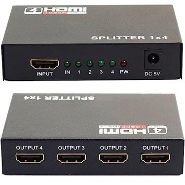 Imagem de Divisor Hdmi Splitter Duplicador de Imagens 4x1 1080p, A mesma imagem para até 4 Telas.
