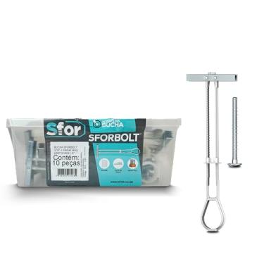 Imagem de SFOR - Kit de Fixação com Bucha Sforbolt 3/16" e Parafuso - 20 Peças (10 Buchas + 10 Parafusos) - Ideal para Instalações em Gesso, Drywall, Tijolo e Bloco Oco