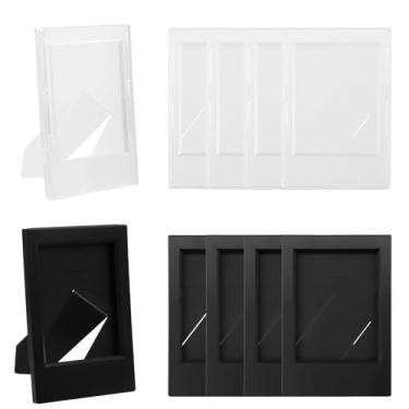 Imagem de WDONAY 10 porta-retratos pequenos, clássicos, para proteger fotos Polaroid, paisagem e arte (preto + transparente)